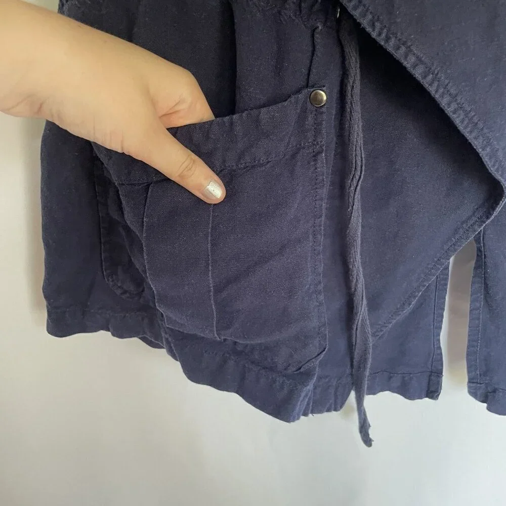 Torrid‎ linen rayon women's blue denim vest pockets size large casual comfort